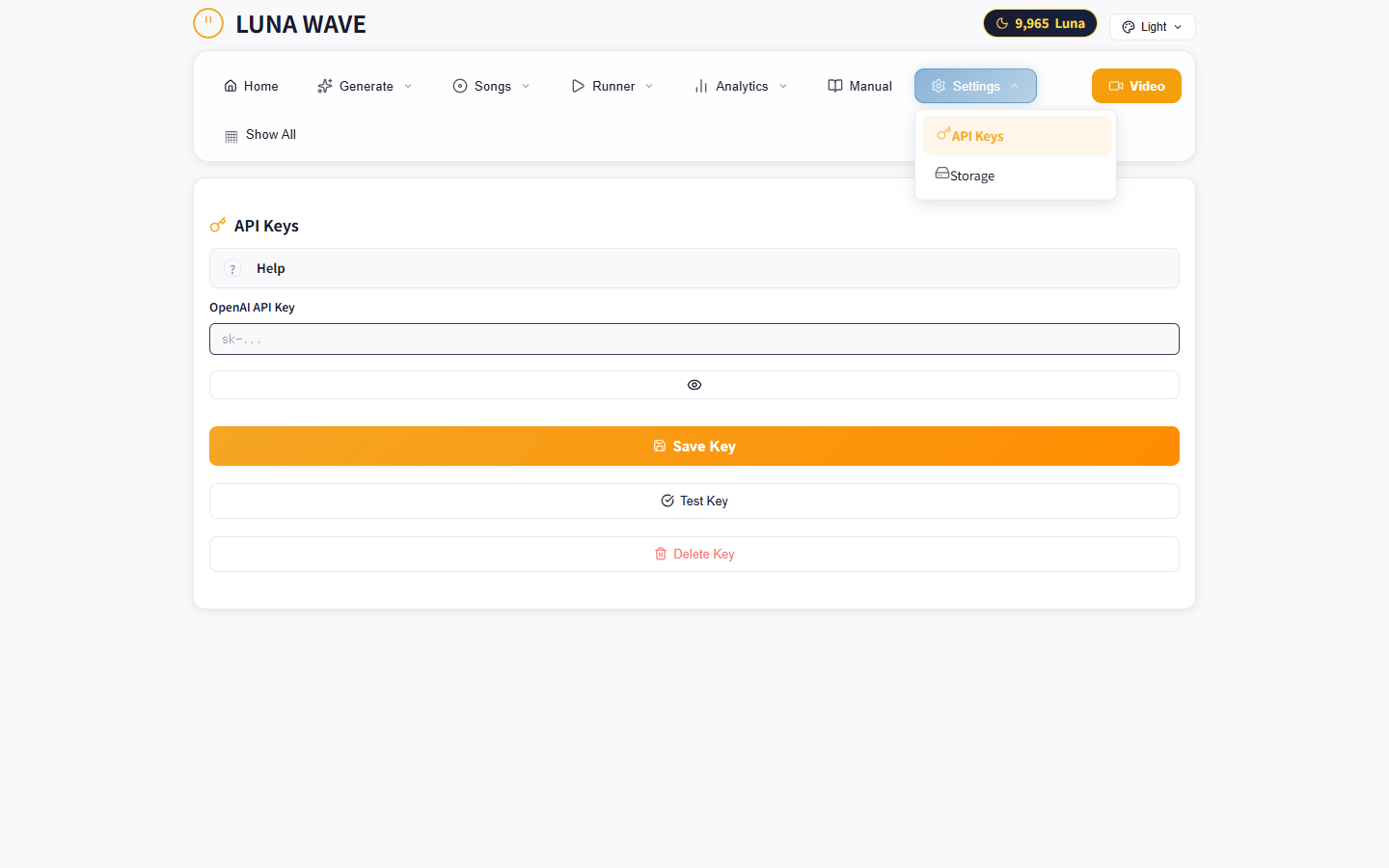 Settings Page